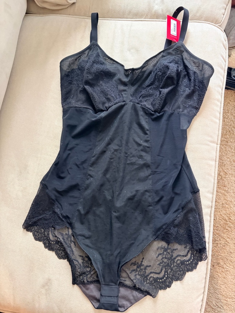 SPANX Black Lace Full-Body Shaper Bodysuit